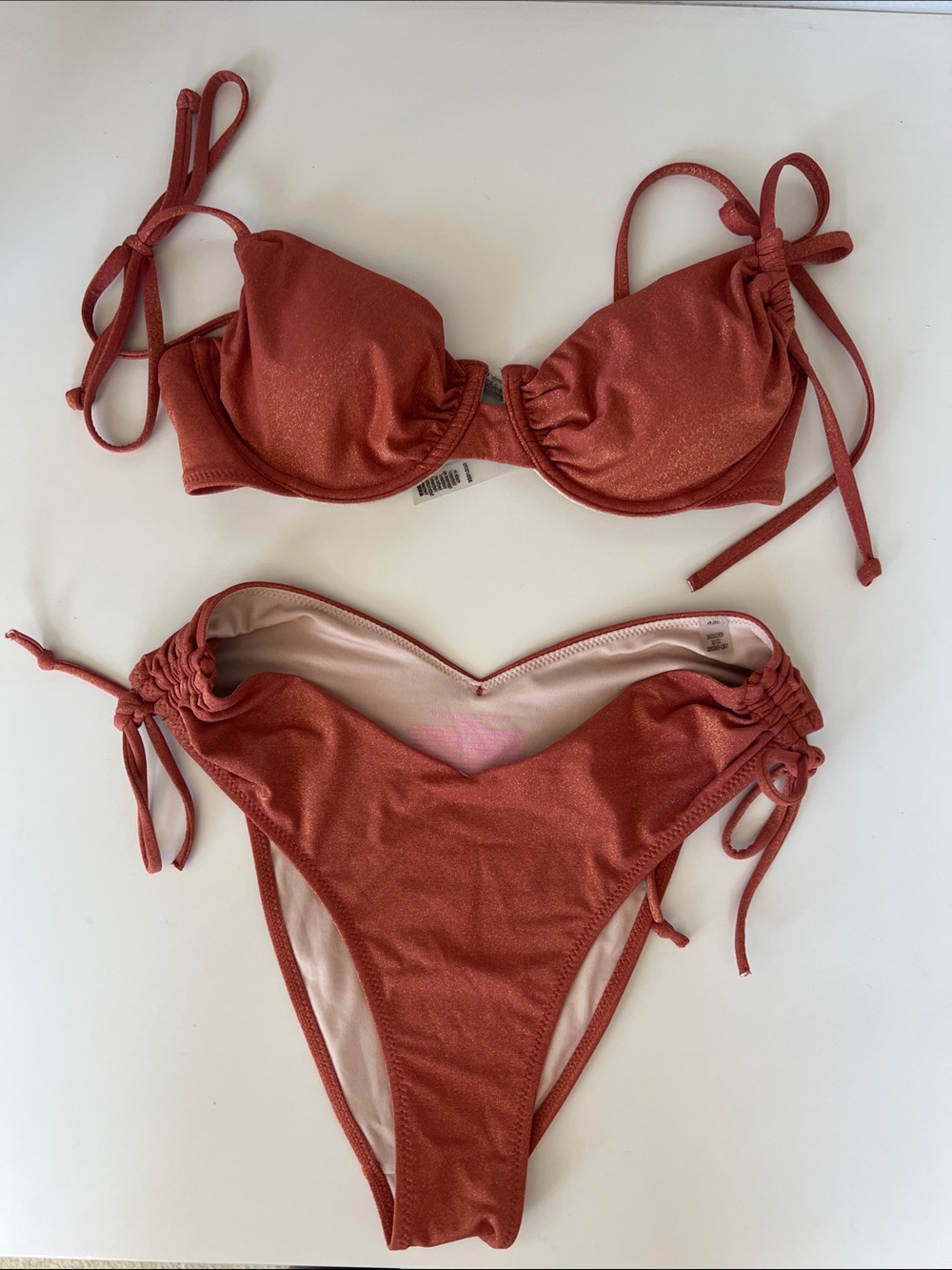 Rust Metallic Tie-Side Bikini Set